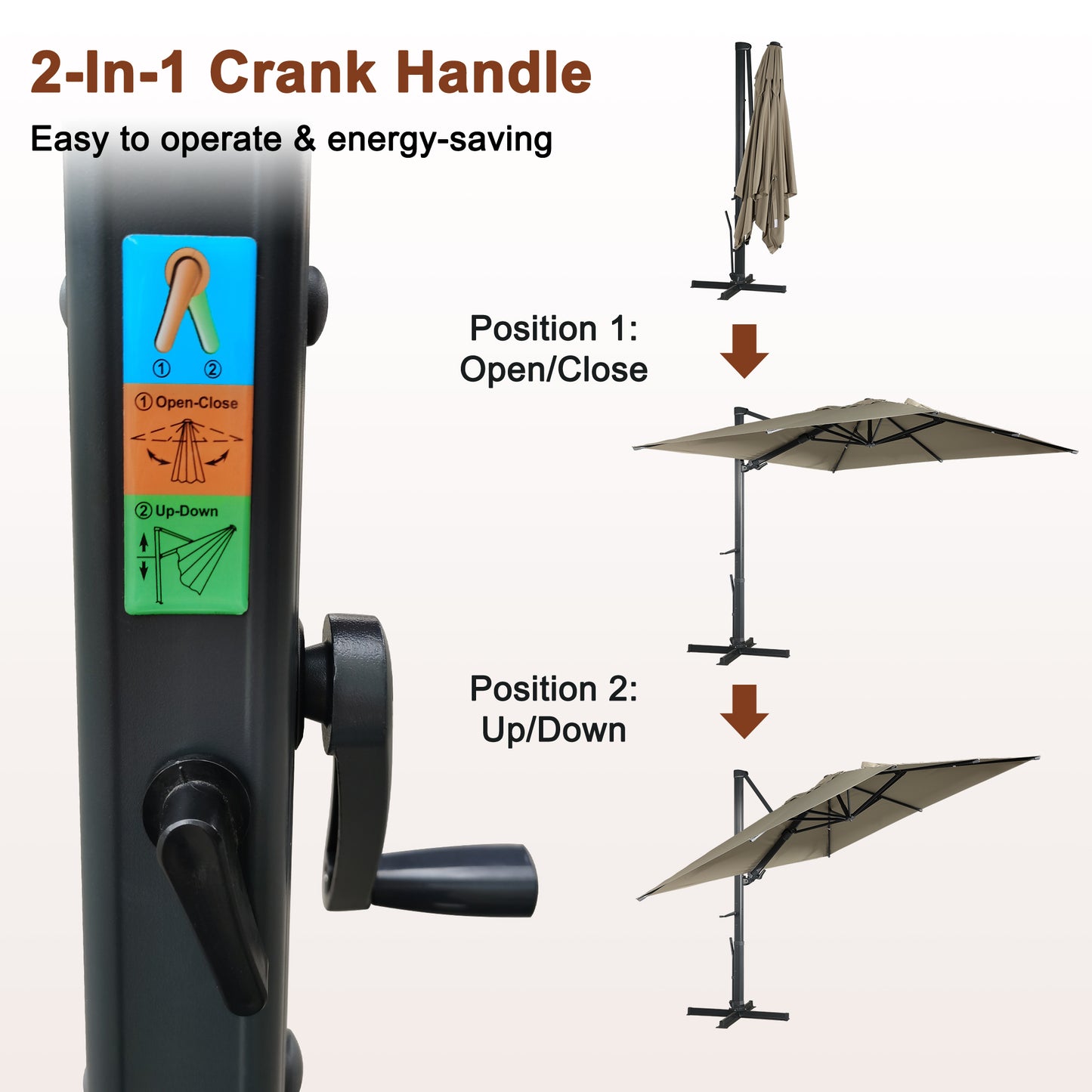 Mondawe 10ft Solar-Powered Cantilever Umbrella 90¡ã Adjustable Tilt Patio Umbrella with Base