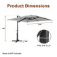 10ft/13ft Square Aluminum 90° Adjustable Tilt Umbrella with Base for Outdoor Patio Umbrella