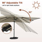 10ft/13ft Square Aluminum 90° Adjustable Tilt Umbrella with Base for Outdoor Patio Umbrella