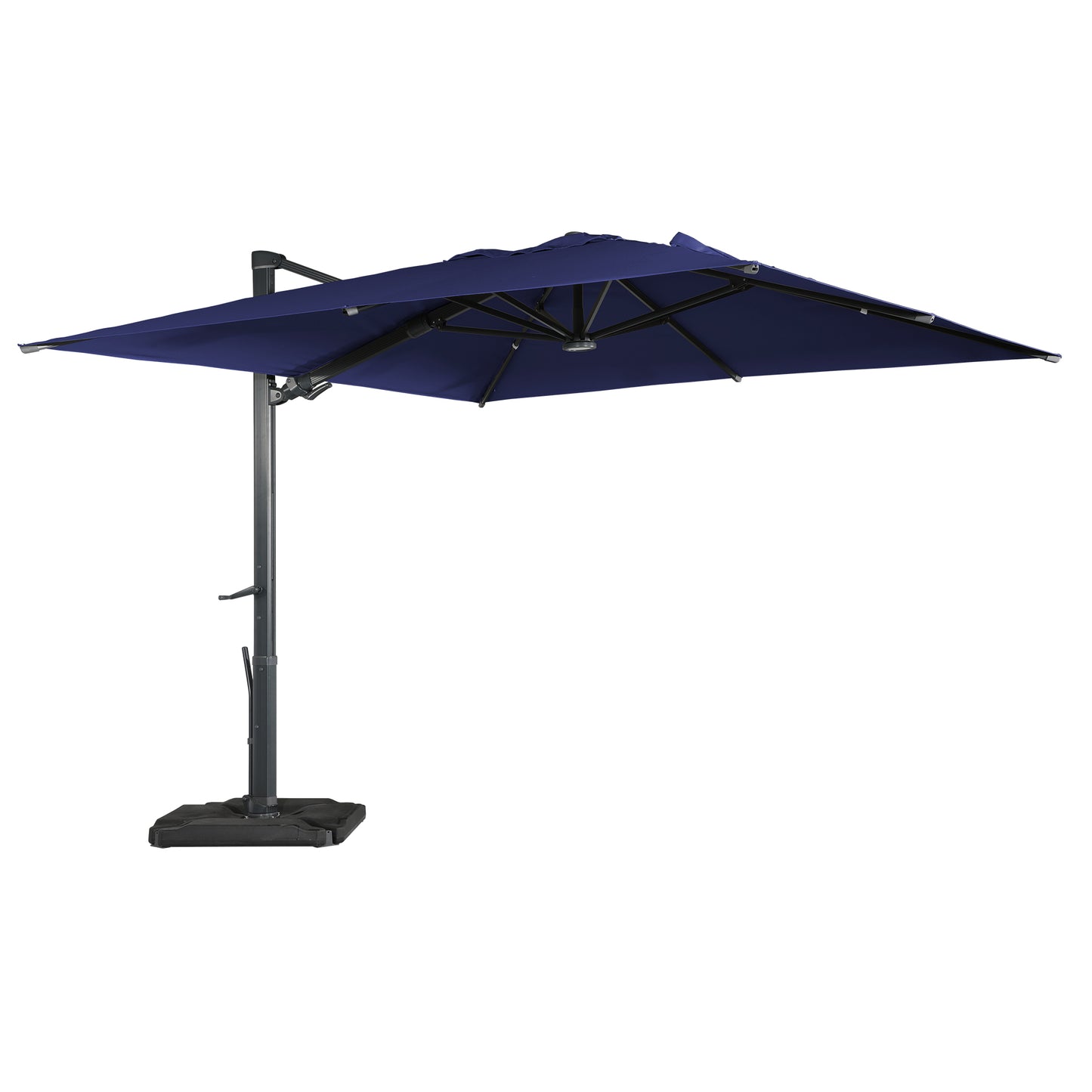 Mondawe 10ft Solar-Powered Cantilever Umbrella 90¡ã Adjustable Tilt Patio Umbrella with Base