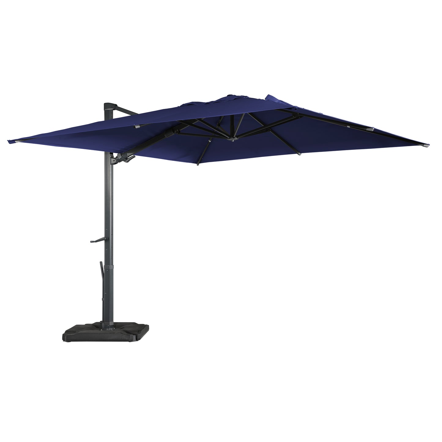 10ft/13ft Square Aluminum 90° Adjustable Tilt Umbrella with Base for Outdoor Patio Umbrella