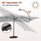 Mondawe 10ft Solar-Powered Cantilever Umbrella 90¡ã Adjustable Tilt Patio Umbrella with Base