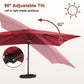 10ft/13ft Square Aluminum 90° Adjustable Tilt Umbrella with Base for Outdoor Patio Umbrella