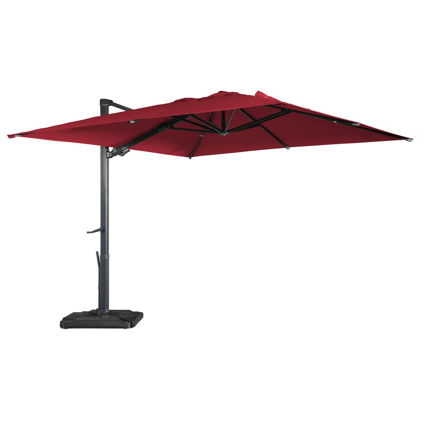 10ft/13ft Square Aluminum 90° Adjustable Tilt Umbrella with Base for Outdoor Patio Umbrella