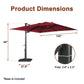 10ft/13ft Square Aluminum 90° Adjustable Tilt Umbrella with Base for Outdoor Patio Umbrella