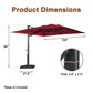 Mondawe 10ft Solar-Powered Cantilever Umbrella 90¡ã Adjustable Tilt Patio Umbrella with Base