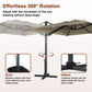 10ft/13ft Square Aluminum 90° Adjustable Tilt Umbrella with Base for Outdoor Patio Umbrella