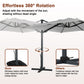 10ft/13ft Square Aluminum 90° Adjustable Tilt Umbrella with Base for Outdoor Patio Umbrella