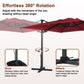 Mondawe 10ft Solar-Powered Cantilever Umbrella 90¡ã Adjustable Tilt Patio Umbrella with Base