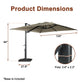 10ft/13ft Square Aluminum 90° Adjustable Tilt Umbrella with Base for Outdoor Patio Umbrella