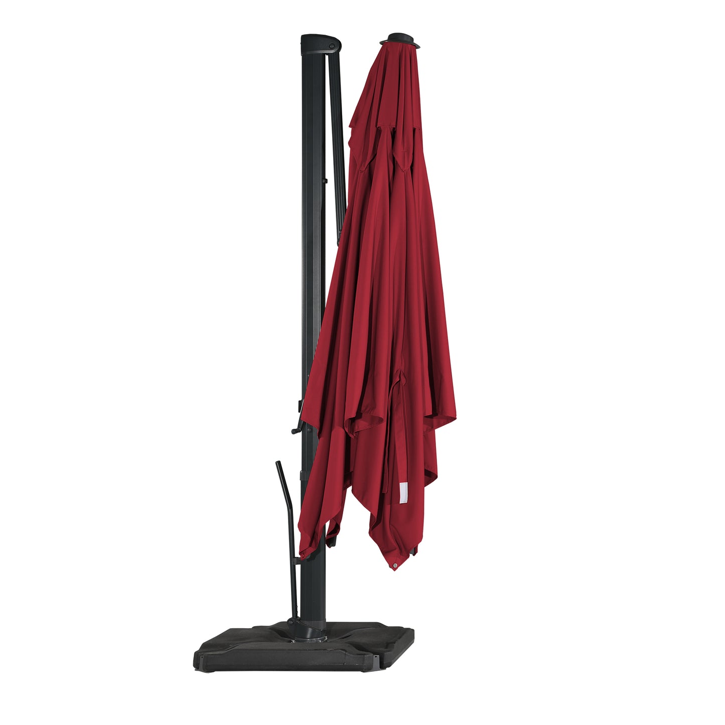 Mondawe 10ft Solar-Powered Cantilever Umbrella 90¡ã Adjustable Tilt Patio Umbrella with Base