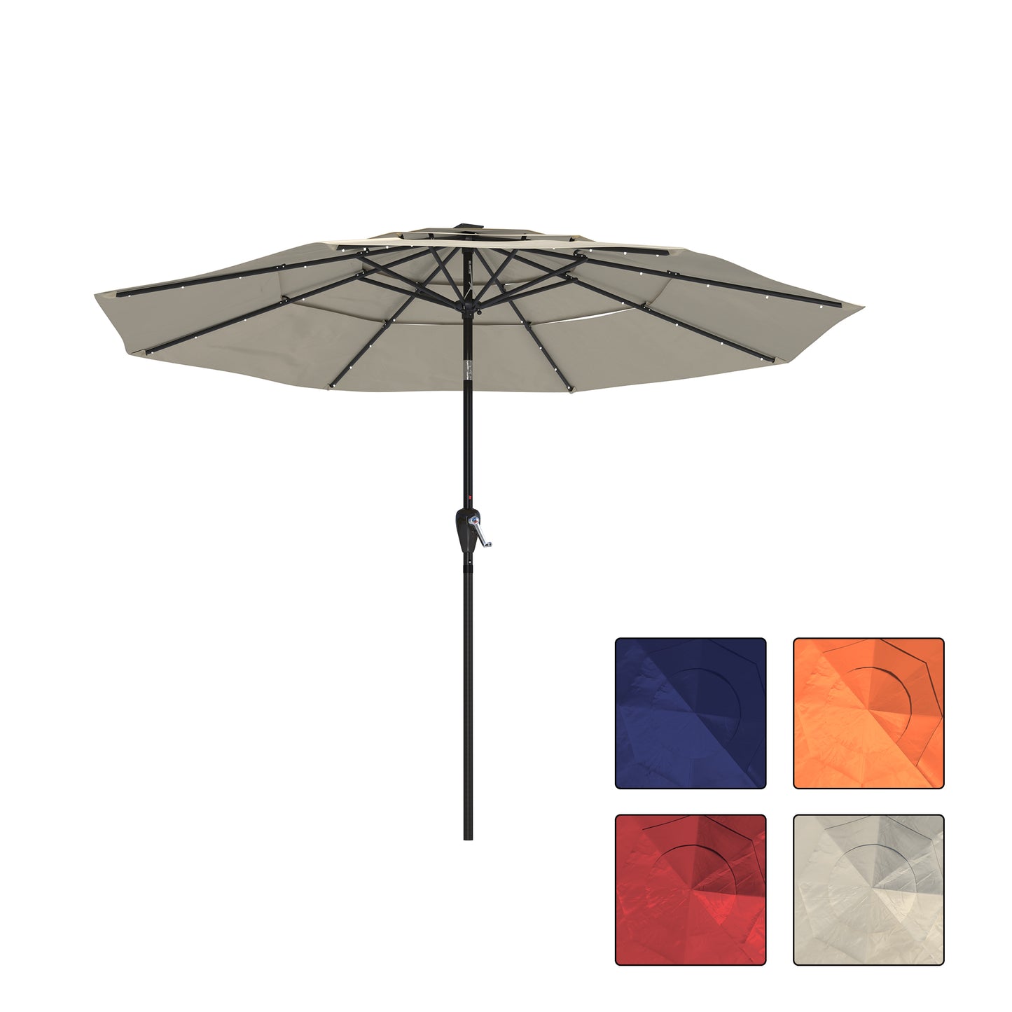 MONDAWE 10 ft 3-Tier LED Solar Outdoor Patio Market Umbrella