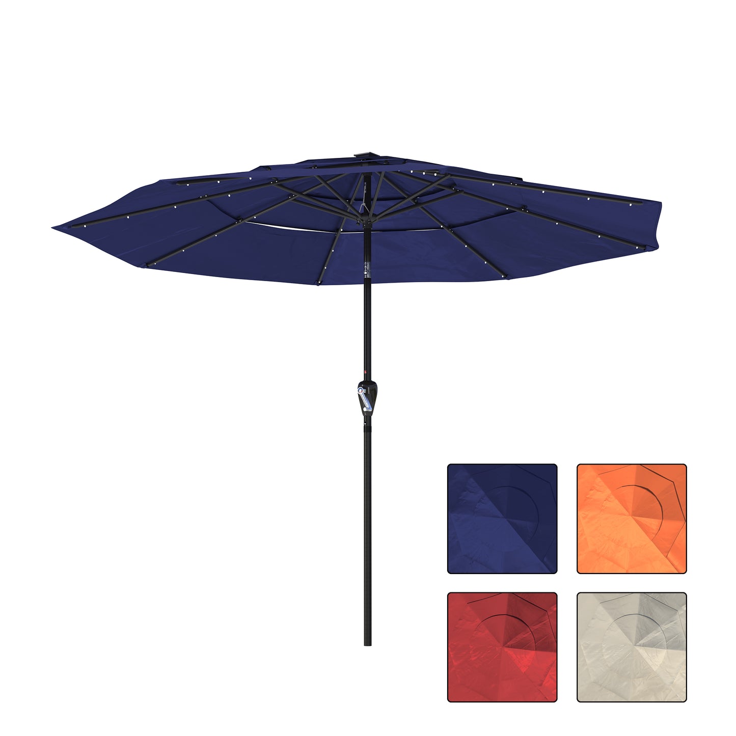 MONDAWE 10 ft 3-Tier LED Solar Outdoor Patio Market Umbrella