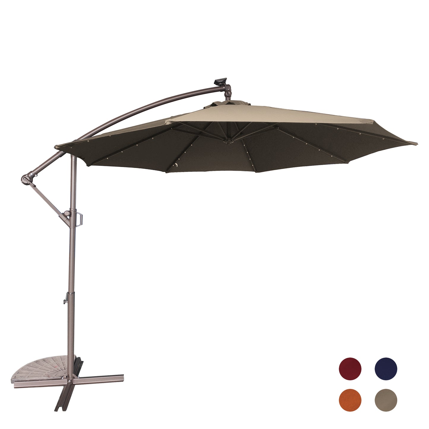 MONDAWE 10 Ft Solar LED Cantilever Patio Offset Umbrella