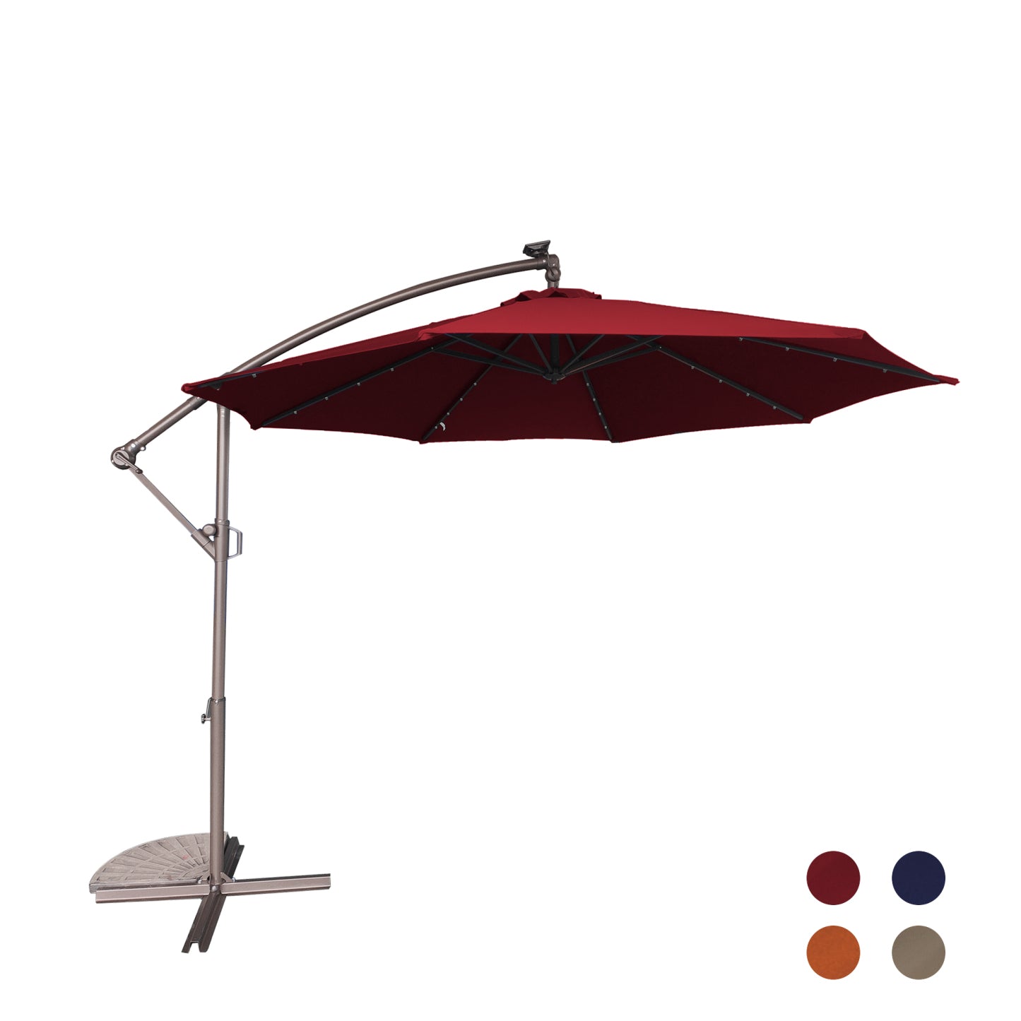 MONDAWE 10 Ft Solar LED Cantilever Patio Offset Umbrella