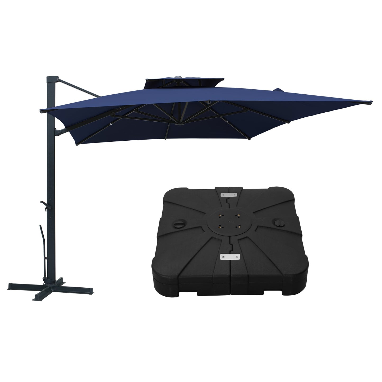 MONDAWE 13ft Patio Double Top Bright Umbrella 360 Rotation Umbrella With Base Stand Included
