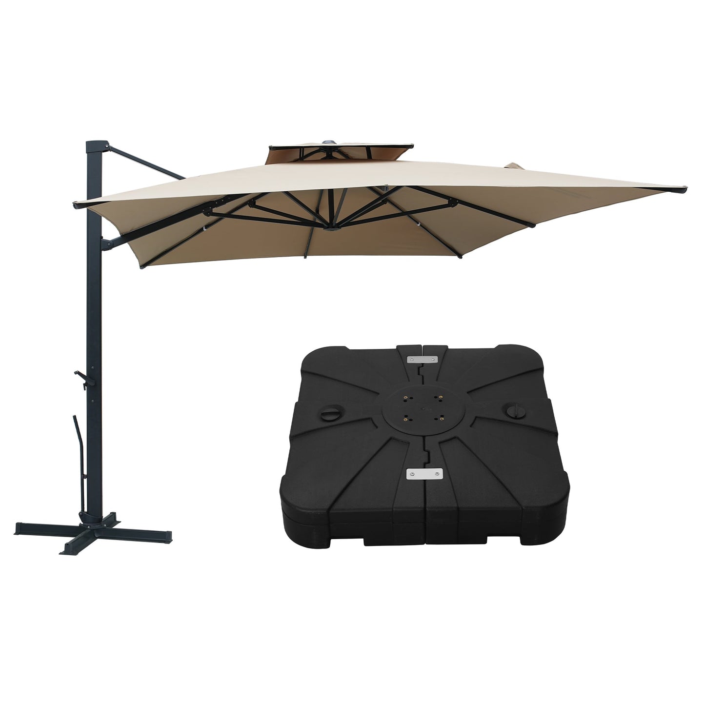 MONDAWE 13ft Patio Double Top Bright Umbrella 360 Rotation Umbrella With Base Stand Included