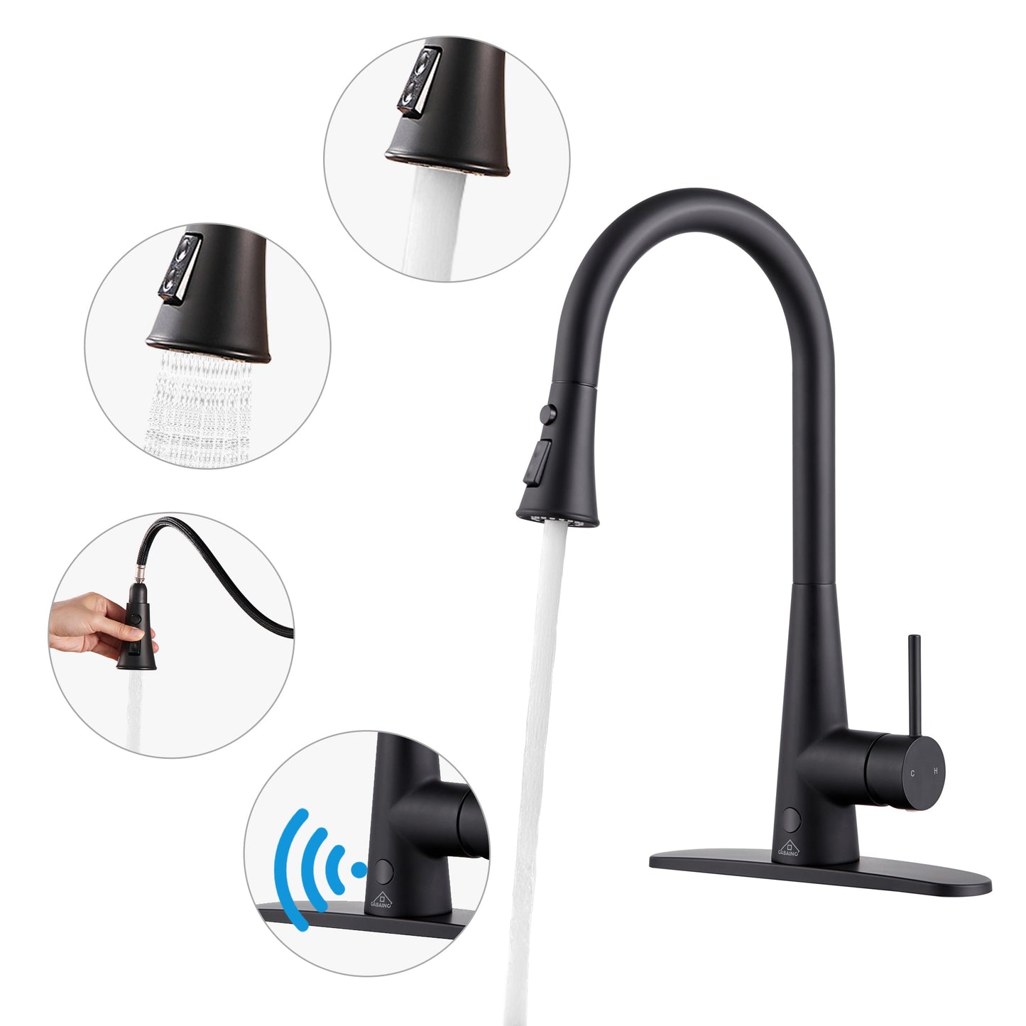 MONDAWE Single Handle Pull Down Sprayer Kitchen Faucet with Touchless Sensor,Dual Function