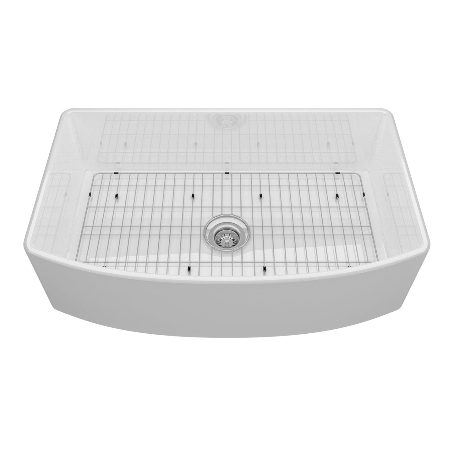 MONDAWE Farmhouse 33 in. single bowl fireclay kitchen sink comes with stainless steel bottom grid and strainer