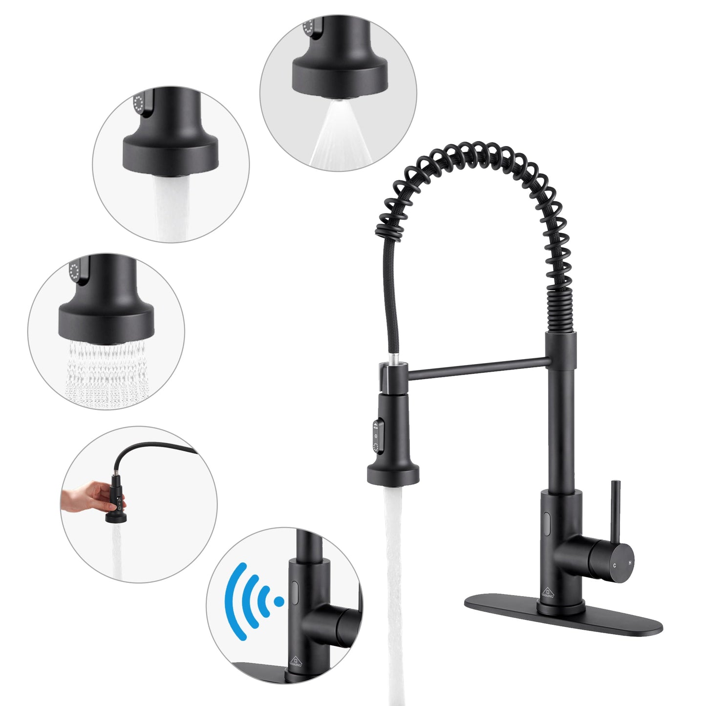 MONDAWE Single Handle Pull Down Sprayer Kitchen Faucet with Touchless Sensor, Deckplate Included