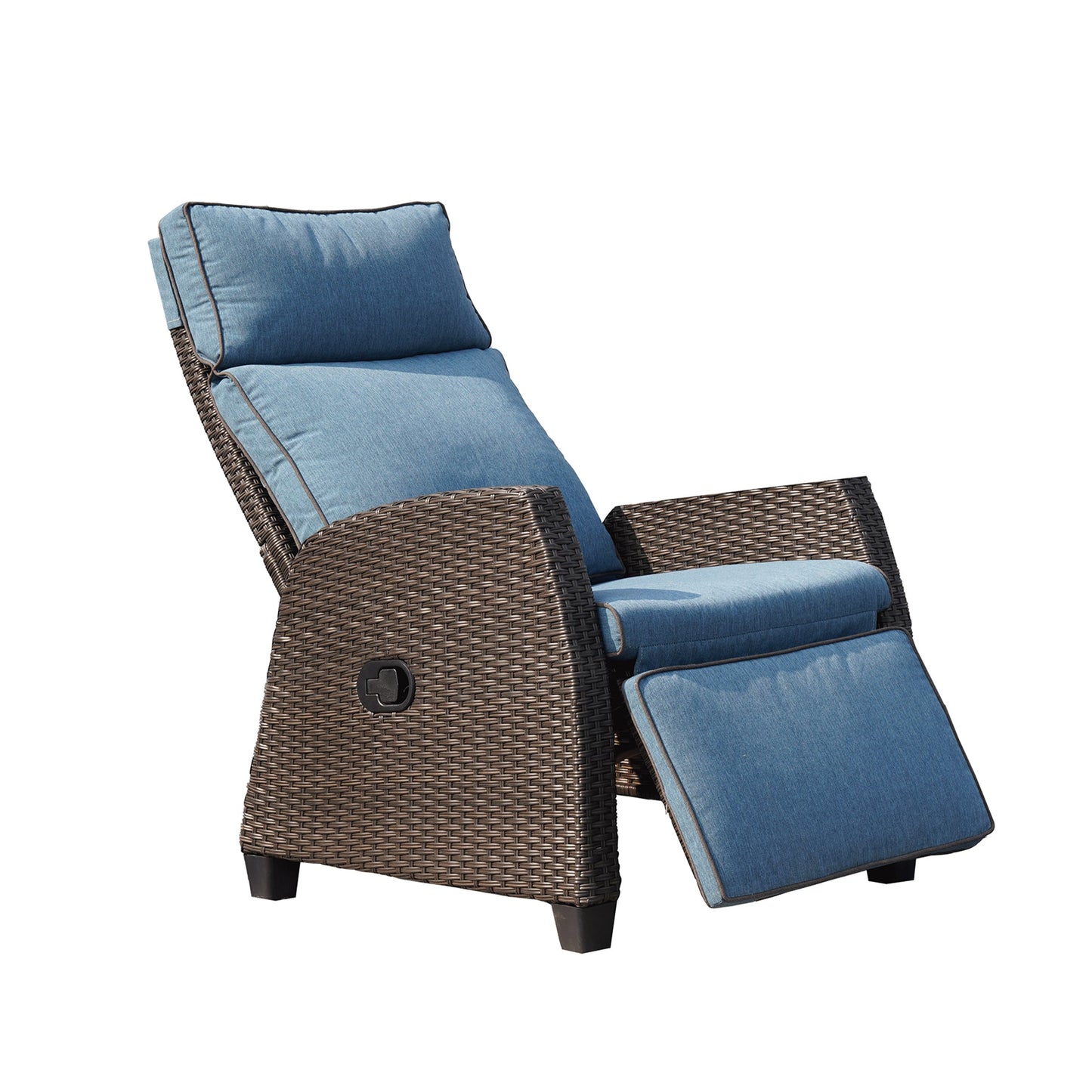 MONDAWE Outdoor Recliner PE Wicker Aluminum Frame Adjustable Lounge Chair with Cushion