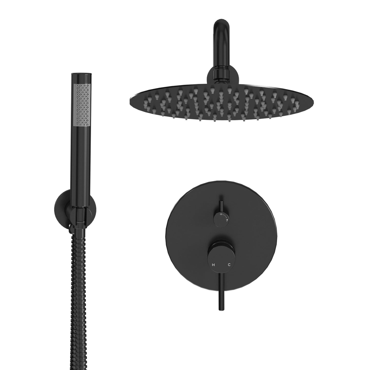 mondawe 10 inch two function high pressure wall mount round shower set bathroom shower system