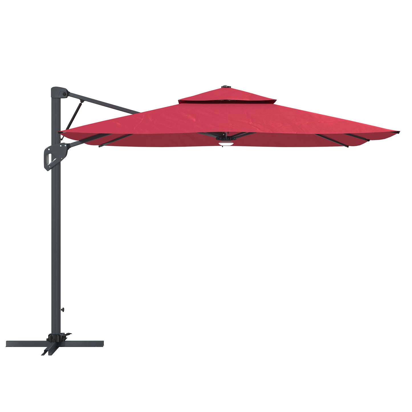 Square Cantilever Umbrella 10 ft Outdoor Patio Umbrella With Lights
