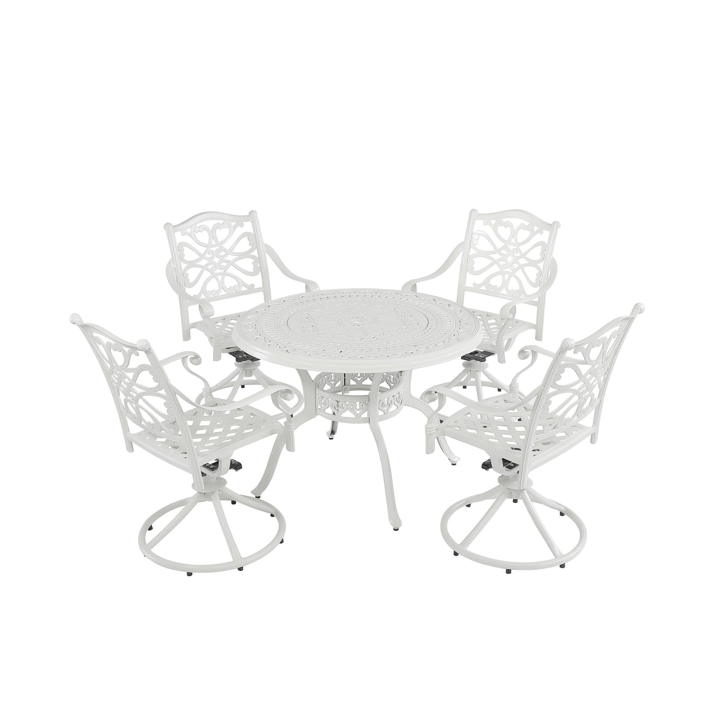 MONDAWE 5-Piece Hollow Back Cast Aluminum Patio Dining Set With 4 Swivel Chairs