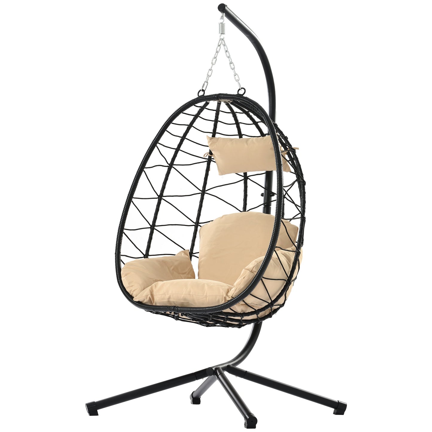 MONDAWE Wicker Hanging Egg Basket Hammock Chair with Cushions