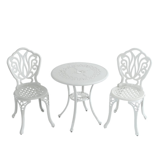 MONDAWE 3-Piece All-weather Cast Aluminum Bistro Table and Chairs Set