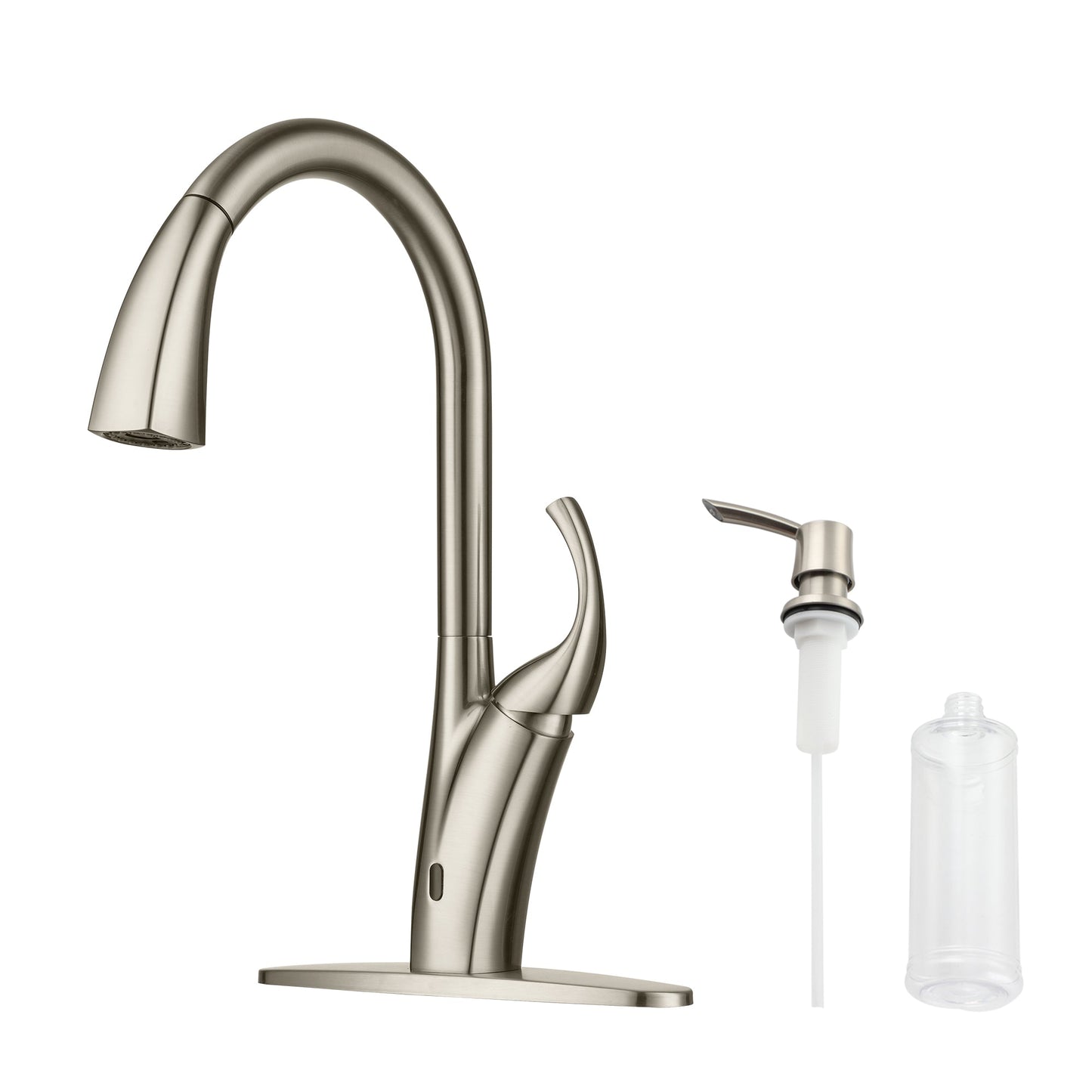 MONDAWE 3-Spray Patterns Single Handle Touchless Pull-out Kitchen Faucet Wtih Soap dispenser