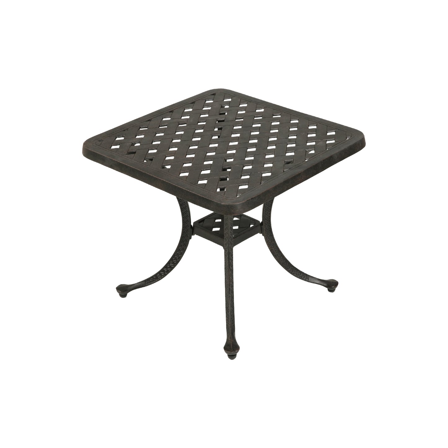 MONDAWE Black Square Aluminium Cast Bronze Frame Outdoor Dining Bistro Table Patio Side Table