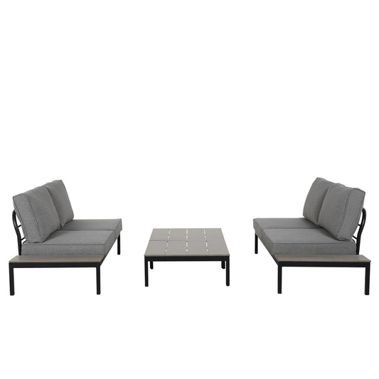 MONDAWE 4 Piece Modern Outdoor Furniture Set Patio Aluminum Conversation Set With Gray Cushions