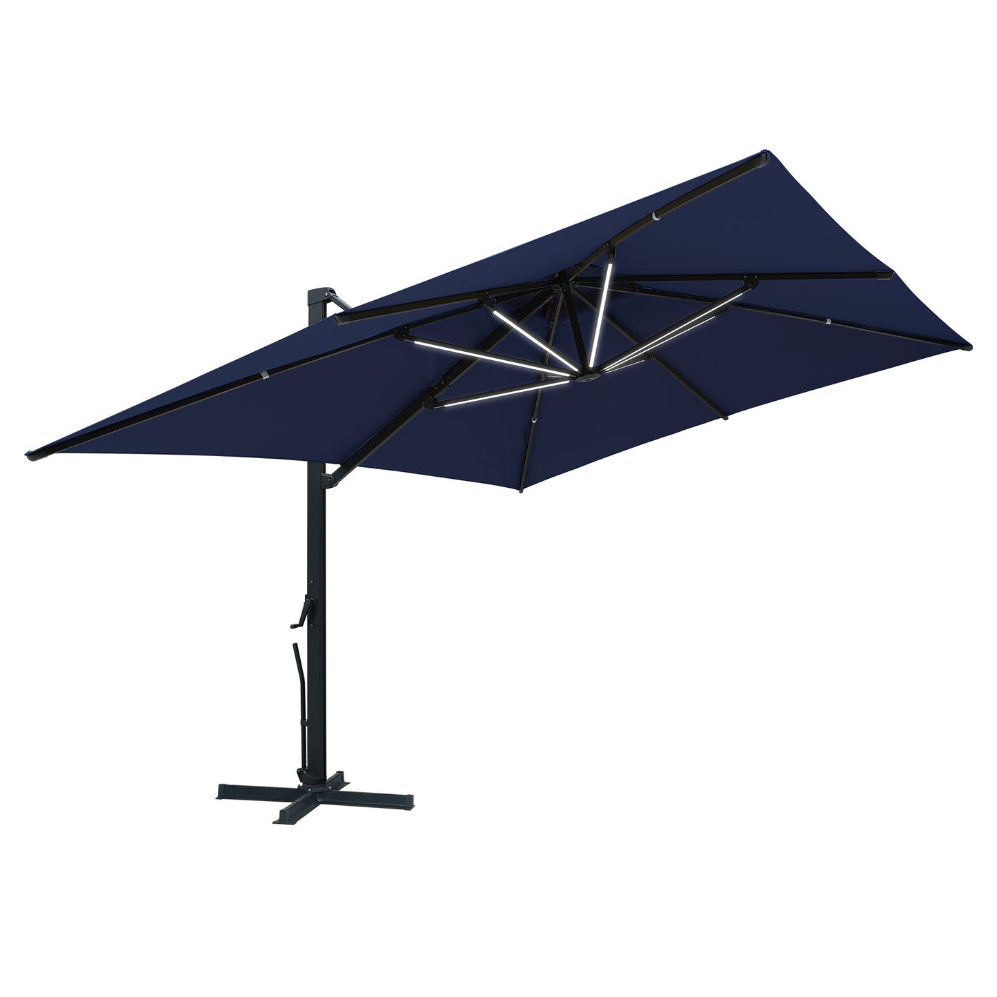 MONDAWE 13ft Patio Double Top Bright Umbrella 360 Rotation Umbrella With Removable LED