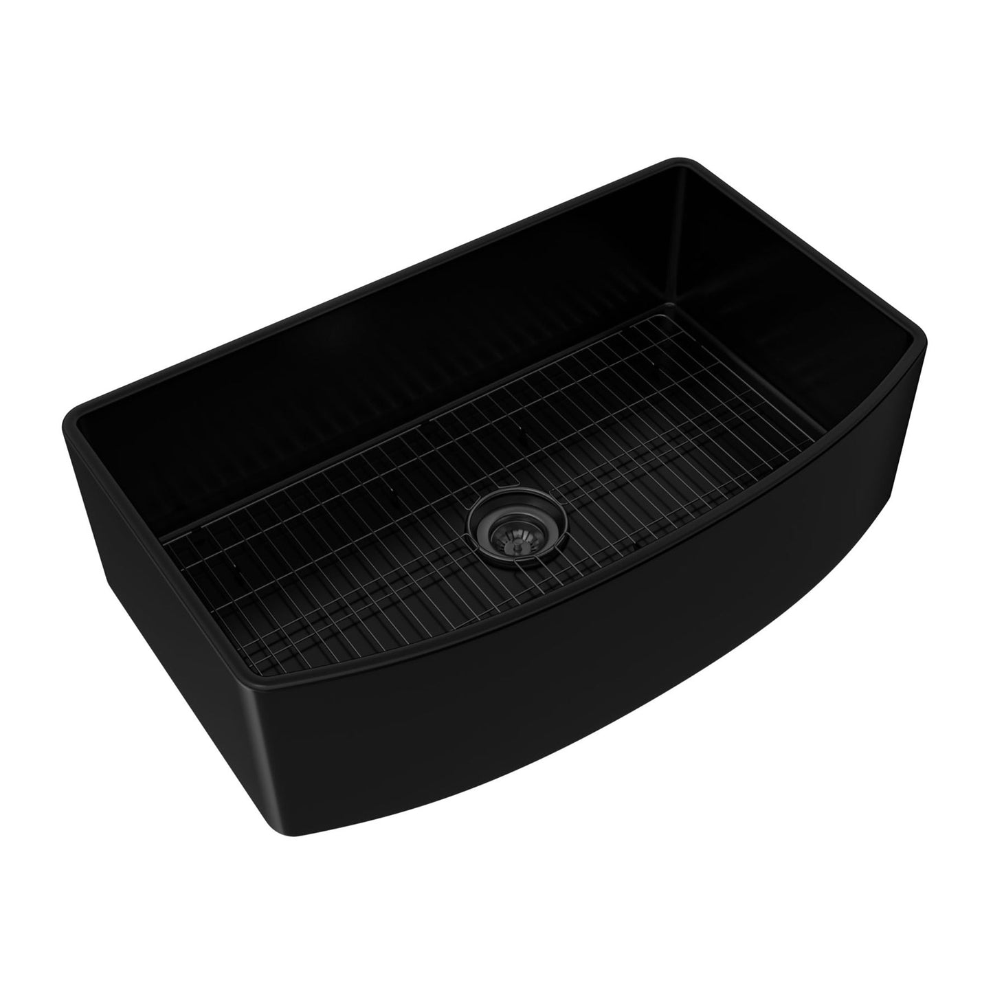 MONDAWE Farmhouse 33 in. single bowl fireclay kitchen sink comes with stainless steel bottom grid and strainer