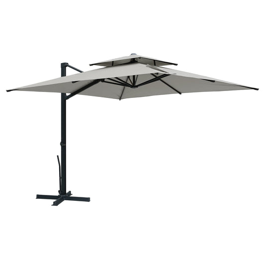 MONDAWE 10ft Patio Double Top Bright Umbrella 360 Rotation Umbrella