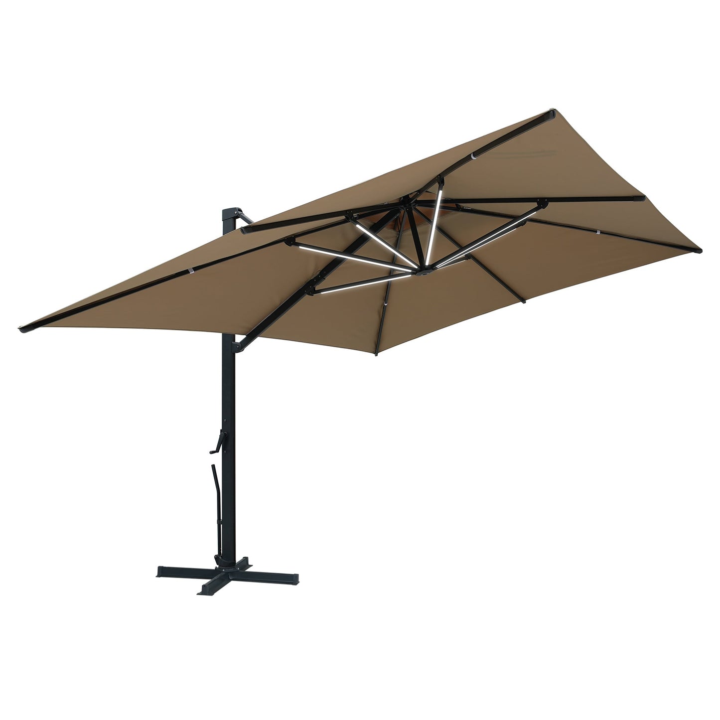 MONDAWE 13ft Patio Double Top Bright Umbrella 360 Rotation Umbrella With Removable LED