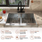 33 inch Farmhouse Apron Front 33-in x 22-in Brushed Stainless Steel Double Bowl Kitchen Sink