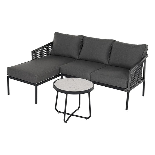 MONDAWE Outdoor Furniture 3 Pieces Set, Hand Woven, All-Weather Wicker Conversation Set for Patio Garden Backyard with Olefin Cushions and Coffee Table