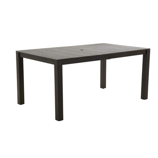 MONDAWE Rectangular Composite Outdoor Dining Table Woodgrain Top Patio Side Table with Adjustable Foot Pads