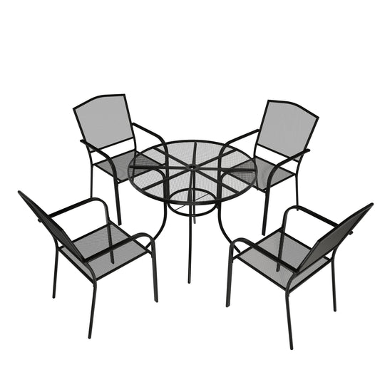 MONDAWE 5-Piece Steel Mesh Round Circle Dining Set With 4 Pcs Steel Mesh Chairs