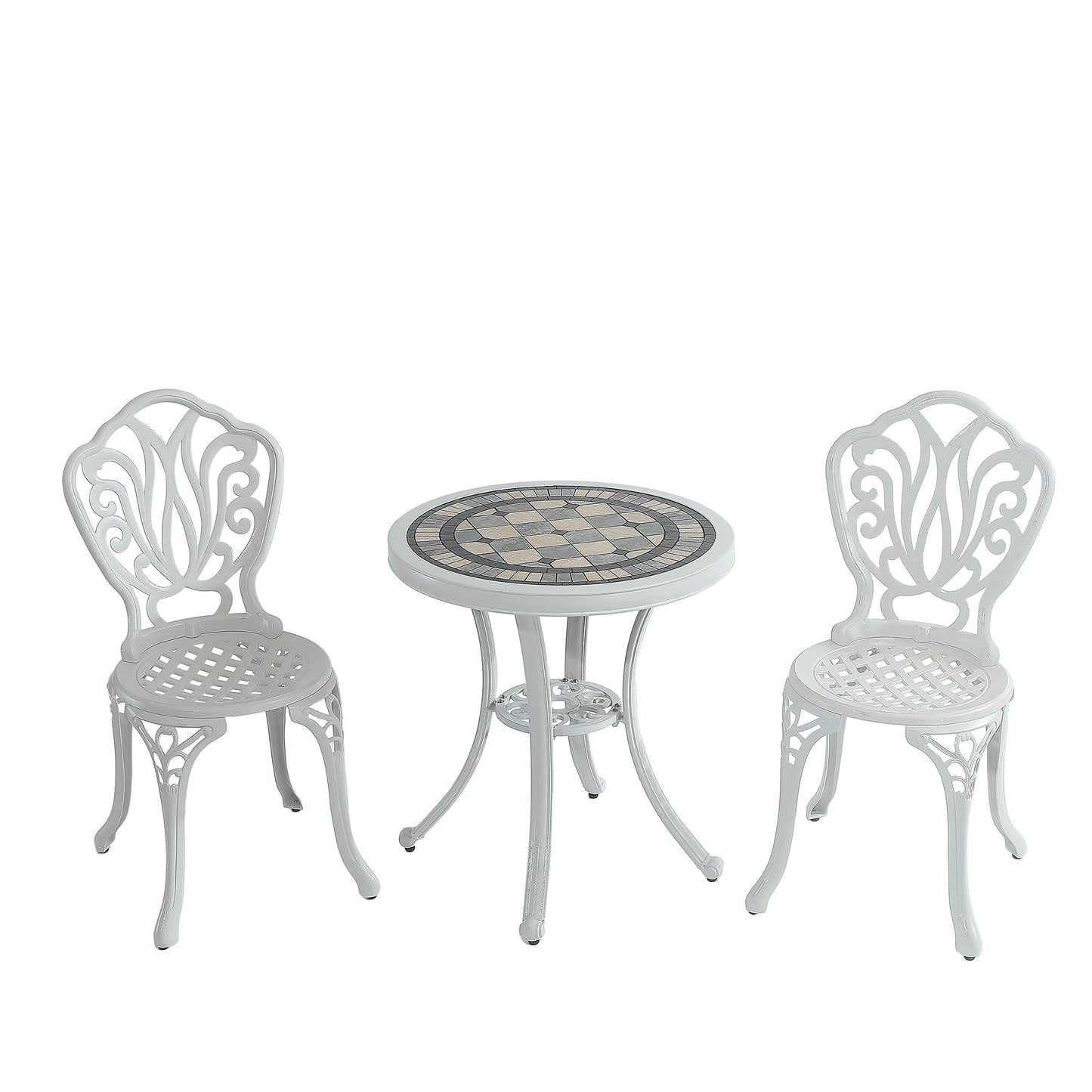 MONDAWE 3-Piece Cast Aluminum Bistro Coffee Table and Chairs Set for Patio