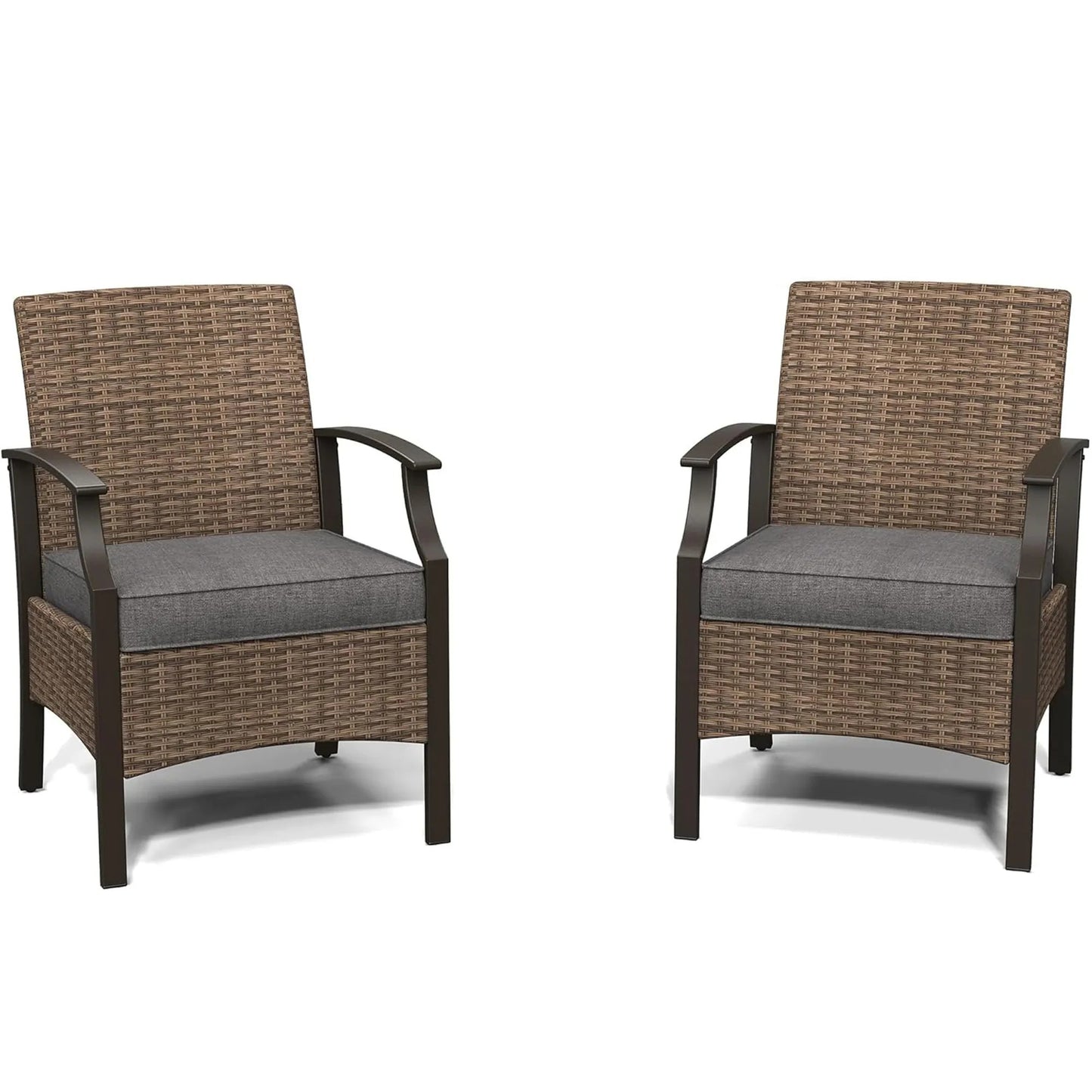 MONDAWE Wicker Formal Dinning Chair With Cushions In Metal Frame (Set of 2)