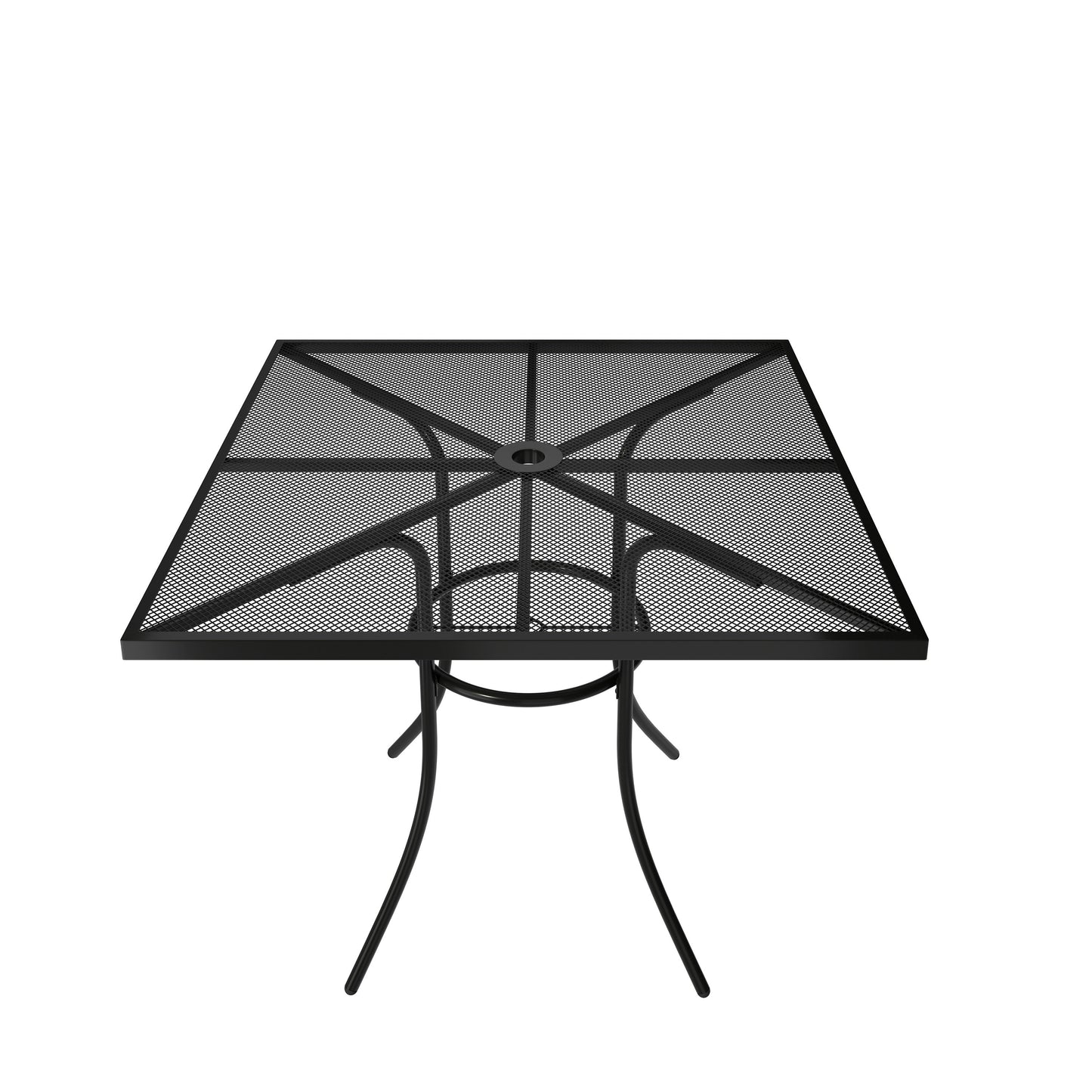 MONDAWE Steel Mesh Square Dining Table With Umbrella Hole