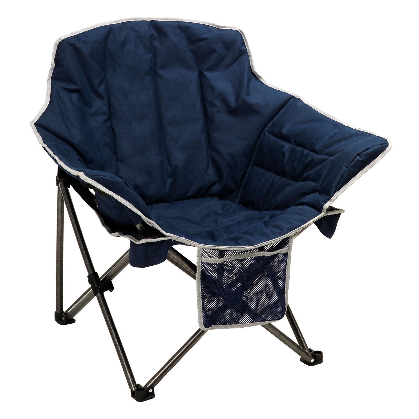 MONDAWE Outdoor Metal Frame Navy Blue Folding Beach Chair with Side Pocket