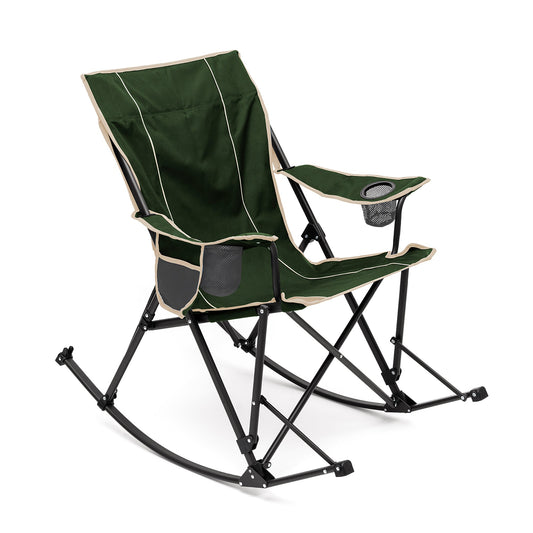 MONDAWE Outdoor Metal Frame Rocking Beach Chairs with Side Pocket