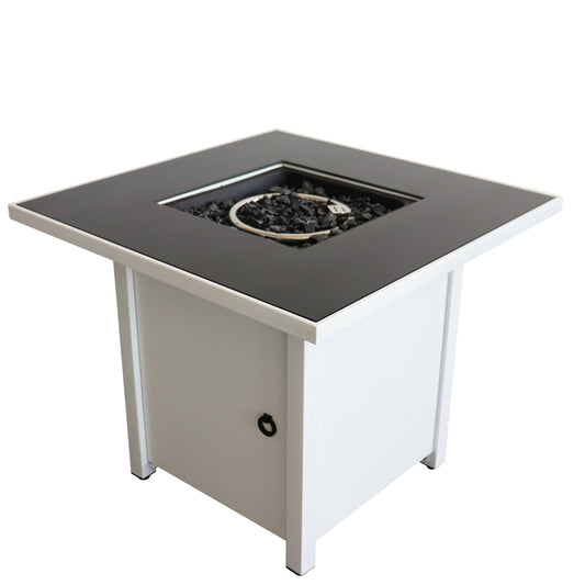 Mondawe 30 Inch White Steel Propane/natural Gas Firepit Table