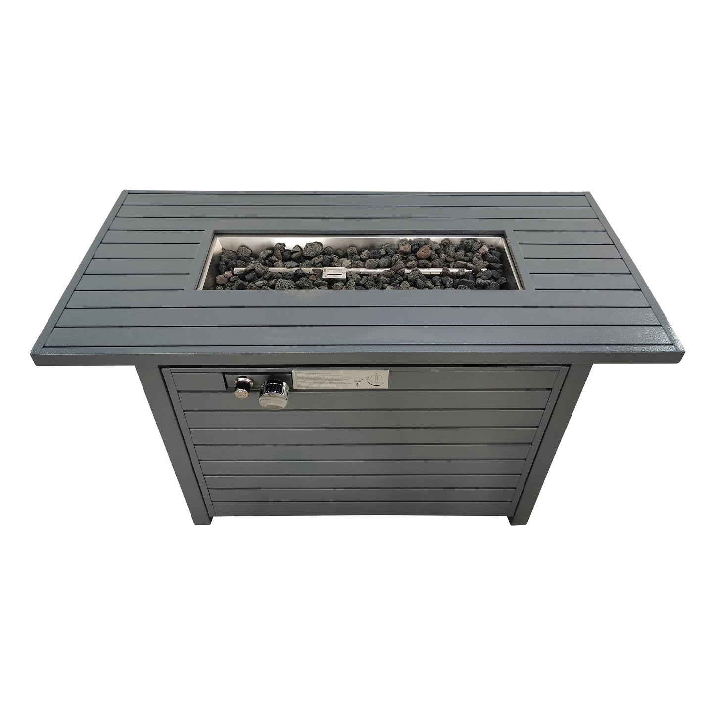 Mondawe 25Inch  H x 42Inch  W Steel Outdoor Fire Pit Table with Lid (Gray)