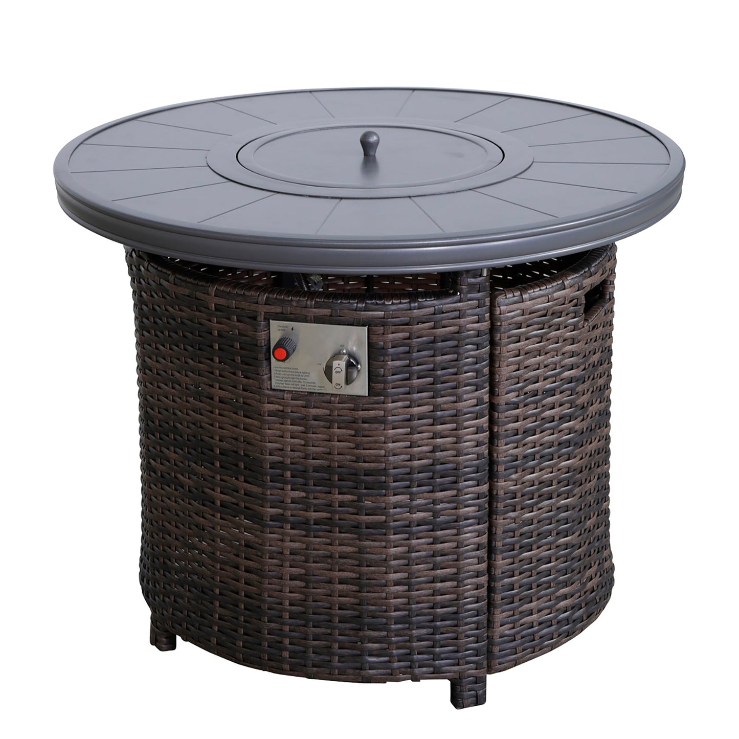 Mondawe 25Inch H x 32Inch W Aluminum Outdoor Fire Pit Table with Lid(Espresso)