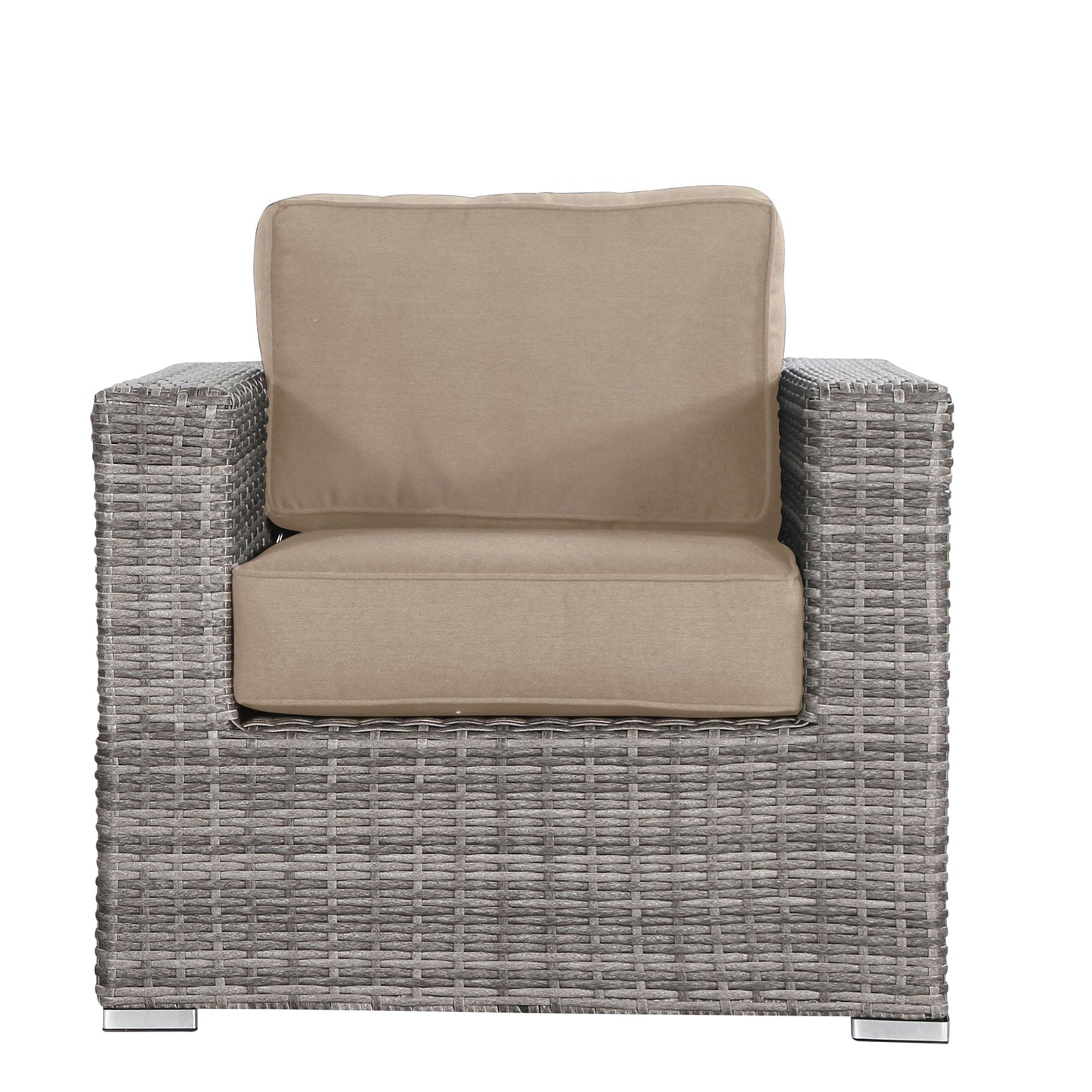 Mondawe Fully Assembled Patio Chair with Beige Cushions